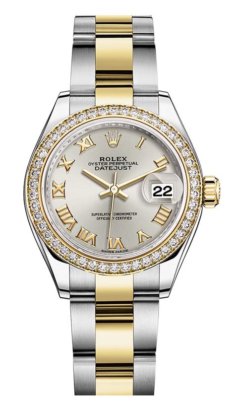 rolex diamond bezel ladies datejust|rolex datejust 28mm two tone.